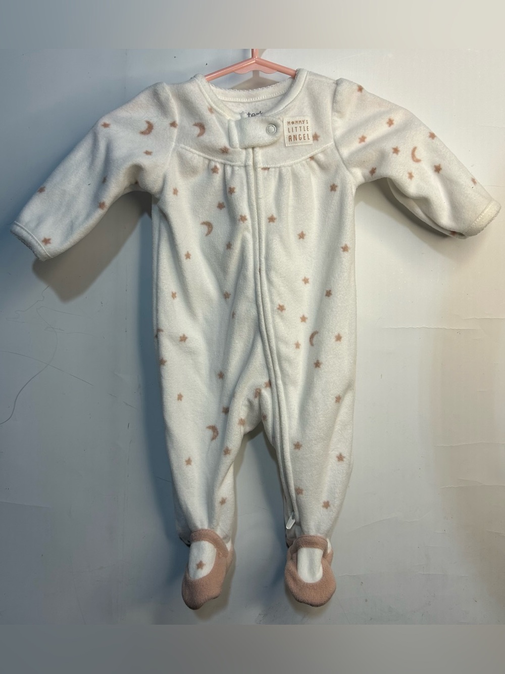 Carter's Just One "Mommy's Little Angel" You White Fleece Footie Pajama Newborn